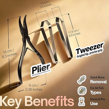 Fish bone tweezers deboner tool for salmon – fish tweezers bones remover pliers deboning tweezer tool, fish bone pliers pin bones deboner, stainless steel fish cleaning tools