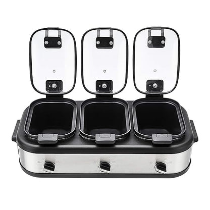 Amazon Basics Stainless Steel 3 x 2.5 Quarts Triple Slow Cooker, Brushed Stainless Steel