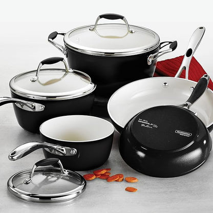 Tramontina Cookware Set Ceramic Interior 8-Piece Metallic Black, 80110/200DS