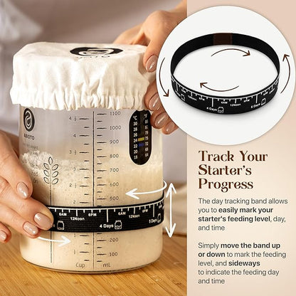 Sourdough Bread Baking Supplies and Starter Kit - Ultimate Bread Making and Sourdough Starter Kit with Proofing Baskets, Sourdough Jar, Bread Lame, Scrapers, and Danish Whisk