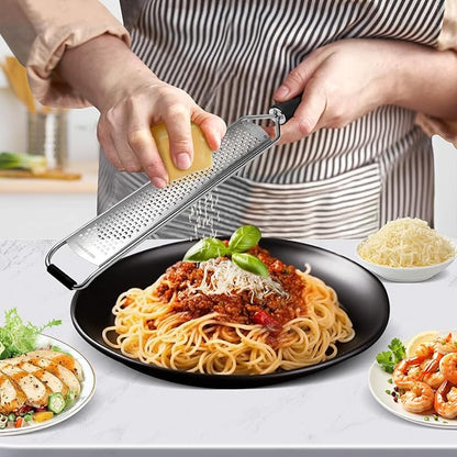 Premium Lemon Zester Grater,Kitchen Tool for Parmesan Cheese, Lemon, Ginger, Garlic, Nutmeg, Chocolate, Vegetables, Fruits,Sharp Stainless Steel Blade,Dishwasher Safe (Black)