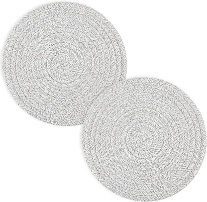 Trivets for Hot Dishes, Pots and Pans, 8 Inches Hot Pads 5 Pcs, Pot Holders for Kitchen, Heat Resistant Mat Protect Counter, Coasters Set Home Essentials Farmhouse Decor (Gray)