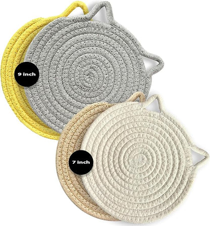 UKJENT Trivets for Hot Dishes - 4 Pcs Cotton Trivet Mats, Heat Resistant Hot Pads Pot Holders Set for Hot Pots & Pans, Kitchen Counter Farmhouse Table New Home Decor Essentials(7 inch & 9 inch)