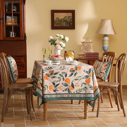 patdrea Designer Small Table Cloth for Square Table,Farmhouse Linen Oranges and Leaves Tablecloth,Fall Dacorative Cover for Kitchen Dining Christmas,Tea Party,Thanksgiving,55"x55"-Palladin a