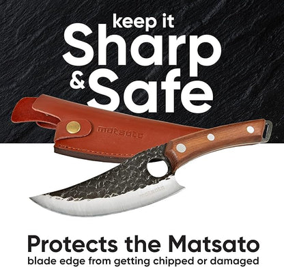 Matsato Kitchen Knife Leather Sheath, Japanese Steel Chef's Knife Holder Perfect for Cutting and Chopping, 6.3 Inch Knives holder