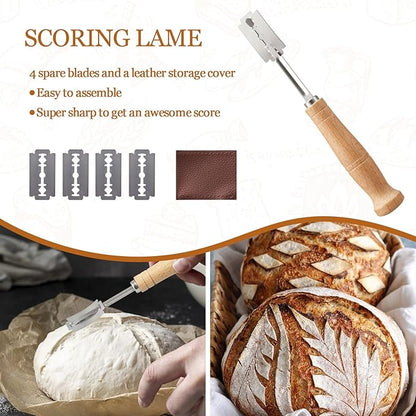 Banneton Bread Proofing Basket Banneton Basket Set Sourdough Proofing Basket Round Proofing Bowls Handmade Rattan Baskets and Liners (Oval & Round Baking Set)