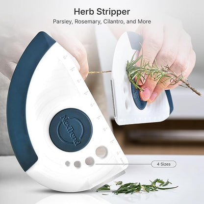 Nextrend BakerScraper – 5-in-1 Flexible Bowl Scraper, Bench Scraper and Dough Scraper with Stainless Steel Edge, Ruler & Herb Stripper – BPA Free, Dishwasher Safe - Blue