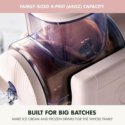 GreenPan Frost Ice Cream Machine & Frozen Drink Maker, Soft Serve, Slushie, Milkshakes & Cocktails, No Freezer Needed, 15-in-1, 7 Textures, Quiet & Rapid, Easy Clean, Family Size, Strawberry Pink