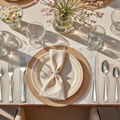 KINGSTONE Silverware Set, 20-Piece Flatware Set for 4, 18/10 Stainless Steel Cutlery Set with Bead Edge, Utensil for Kitchen, Home, Party, Wedding, Mirror Polished, Dishwasher Safe, Featured Gifts