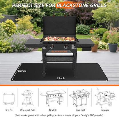 65x39 inches Large Under Grill Mats for Blackstone, Double-Sided Fireproof Outdoor Grill Protective Mat, Oilproof Waterproof BBQ Fire Pit Fireplace Mat