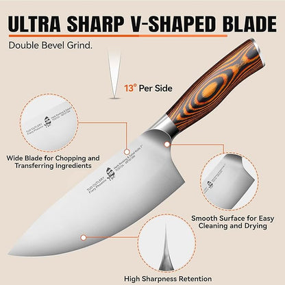 TUO Rocker Knife, 7 inch Salad Chopper Chef Knife for Herb Rocking and Veggie Chopping, Vegetable Cleaver in High Carbon Steel with Ergonomic Handle - Fiery Phoenix Series