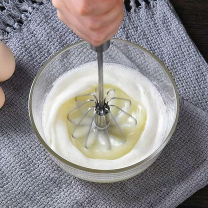 Semi-automatic Whisk, Stainless Steel Egg Beater, Hand Push Rotary Whisks Mixer Stirrer for Making Cream, Whisking, Beating and Stirring (12Inch)