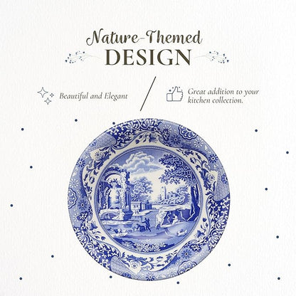 Spode Blue Italian Ascot Cereal Bowl Set of 4-8-Inch Earthenware Bowls with Oriental Design, Dishwasher & Microwave Safe Tableware for Breakfast, Soup, Rice, Dessert - Blue & White Dinnerware