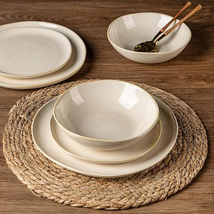 AmorArc Ceramic Dinnerware Sets,Handmade Reactive Glaze Stoneware Plates and Bowls Sets,Highly Chip and Crack Resistant | Dishwasher & Microwave Safe Dishes Set,Service for 6 (18pc)