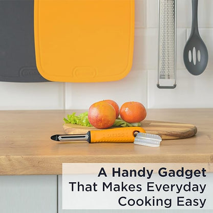 Deiss PRO Swivel Vegetable Peeler - Sharp Stainless Steel Peeler With Easy Non-Slip Hand Grip, Potato Peelers For Kitchen, Fruit, Carrot, Apple, Veggie, Kiwi, Durable, And Dishwasher Safe (ORANGE)