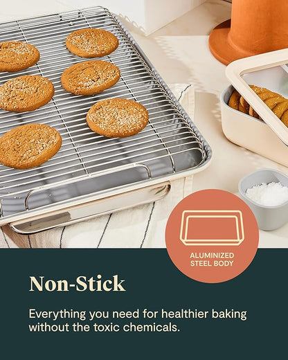 Caraway Nonstick Ceramic Bakeware Set (11 Pieces) - Baking Sheets, Assorted Baking Pans, Cooling Rack, & Storage - Aluminized Steel Body - Non Toxic, PTFE & PFOA Free - Perracotta