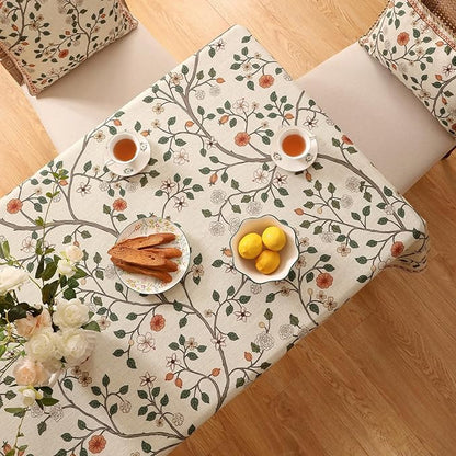 ISAENNE Designer Floral Square Tablecloth,French Linen Light Beige Indoor Table Cloth,Fall Wrinkle Resistant Home Decor Tablecloths for Dining Thanksgiving Kitchen Party,67"*67"-Flora A