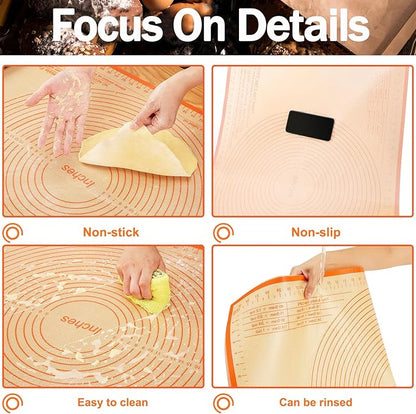 Silicone Pastry Mat 36x24 Inch - Nonstick Baking Mat Perfect for Dough, Pastry, Pie Crust, Fondant, Bread, Cookies, Pasta, Pizza