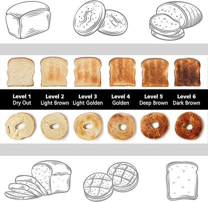 2 Slice Toaster with Cover,KETIAN Retro Stainless Steel Toasters,1.5'' Extra Wide Slot,Cancel Bagel Defrost Reheat Functions, 6 Toast Browning Settings, Removable Crumb Tray,Black