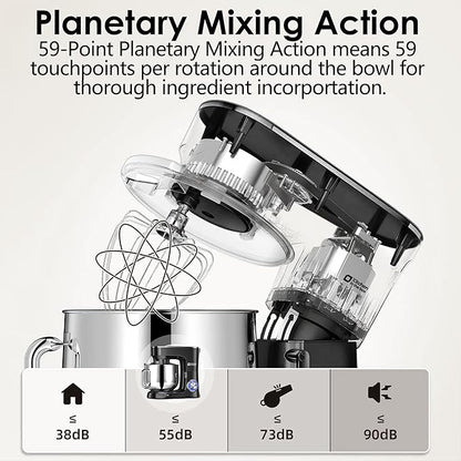 Kitchen in the Box Stand Mixer, 900W 8.5 QT Kitchen Electric Mixer, 10-Speed Large Capacity Tilt-head Food Mixer with Dough Hook, Wire Whip, Flat Beater & Splash Guard (Black)