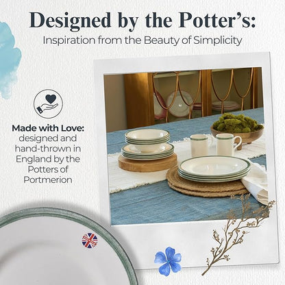 Portmeirion Potter's Brushstroke Dinner Plate (Set of 4) - 10.5-Inch Stackable Earthenware Plates - Microwave & Dishwasher Safe, Handcrafted Dinnerware for Casual & Formal Table Settings (Green)