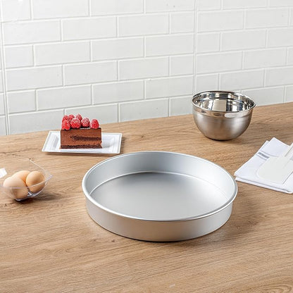 Restaurantware-Met Lux 12 x 2 Inch Straight-Sided Baking Tin, 1 Round Cake Pan - Oven-Ready, Freezable, Anodized Aluminum Round Baking Pan, Greaseproof, For Layer Birthday Cake