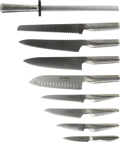 Global 10 piece Knife Block Set - Lightweight Japanese Stainless Steel, Razor-Sharp Edge, Made in Japan (G-2, G-3, G-9, G-38, G-48, GS-3, GS-7, GS-14, GS-38), G-88/101ST