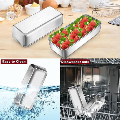 LIANYU 3 Pack Loaf Pans for Baking Bread 12 x 5 Inch, Stainless Steel Large Baking Pans Set, Deep Meatloaf Pans for Homemade Bread, Cakes, Sandwich, Solid & Durable, Dishwasher Safe