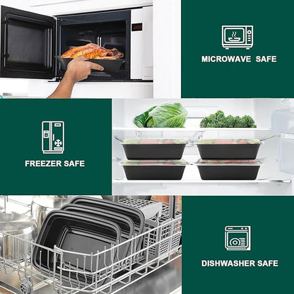 38 Oz Plastic Meal Prep Containers - [100 Set] Food Storage Containers with Lids - Clear Disposable To Go Containers, BPA Free, Stackable, Leakproof, Microwave and Freezer Safe