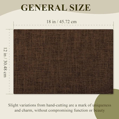 KXN Placemats Set of 8, Dual-Layer Thickened Faux Linen Table Mats, Heat Resistant & Wrinkle-Free, Machine Washable Cloth Place Mats for Kitchen Dining Indoor Outdoor (Brown)