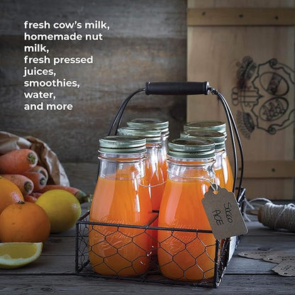 Bormioli Rocco Quattro Stagioni 13.5 Oz. Bottles (Set of 12) - Vacuum‑Seal Glass Canning & Beverage Bottles with Twist‑Top Lid - Clear Lead‑Free Glass for Jams, Sauces, Drinks & Gifts - Made in Italy