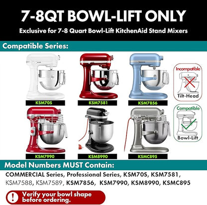 Heavy Duty Whisk Attachment for KitchenAid 7-8QT Bowl-Lift Stand Mixers- Extra Thick Stainless Steel Wire Whip for Fast Whipping, Perfect for Large Batches, Dishwasher Safe