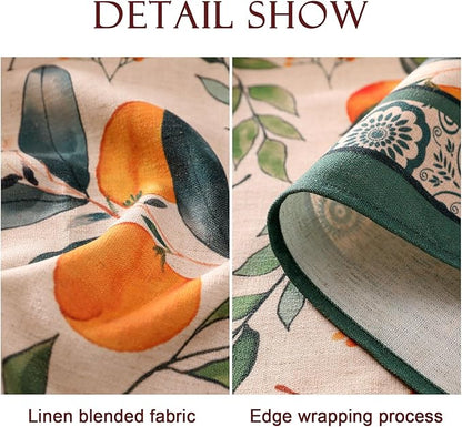 patdrea Designer Vintage Linen Rectangle Table Cloth,Framhouse Oranges and Leaves Pattern French Tablecloth,Fall Decor Cover for Kitchen Dining Christmas,Thanksgiving,55"x79"-Palladin a