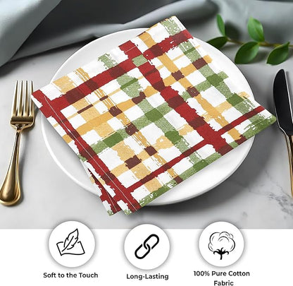 Urban Villa Cloth Napkins Autumn Prints Dinner Napkins Set of 12 20X20 100% Cotton Absorbent Washable Durable Reusable Cloth Napkins Ideal for Farmhouse Party Thanksgiving Harvest Fall Dinner Napkins