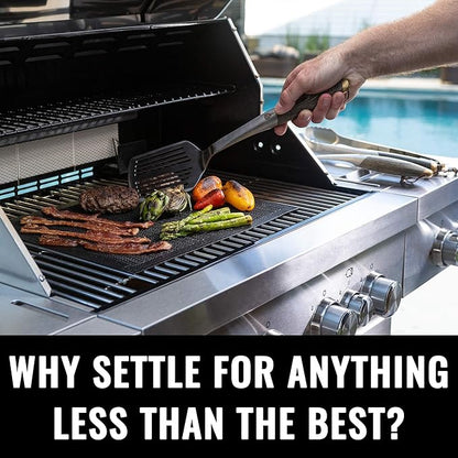 Grillaholics Premium BBQ Grill Tools – The Ultimate Grilling Gift for Dad - Luxury 4-Piece Barbecue Utensils Grill Set with Wooden Gift Box
