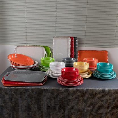 Rustic Melamine 130 OZ Serving Bowls,13.75” Durable Extra Large Melamine Pasta,Salad Serving Bowls, Set of 2, Large Fruit Bowls for Entertaining, Dishwasher Safe, Orange