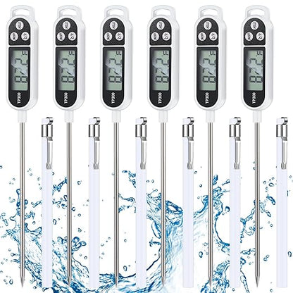 Meat Food Thermometer Food with Probe Water Liquid Instant Read Digital Thermometer Kitchen Cooking Supplies for Cooking BBQ Milk Yogurt(White)