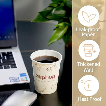 300 Pack 8 oz Disposable Paper Coffee Cups, 8 Ounce Paper Hot Coffee Cups–Perfect for Hot Beverages, Party, Office, and Home Use