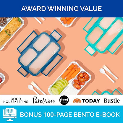 Mini Bento-Box Snack Boxes Set of 2 | Small Portion Lunch Containers for Kids Boys Girls Toddlers | BPA Free | Navy & Blue