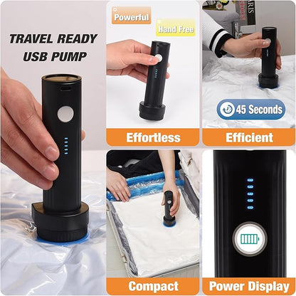 Vacuum Storage Bags with Electric Pump, 25 Pack Space Saver Bags Vacuum Seal Bags with Pump, Vacuum Sealer Bags for Clothes, Comforters, Blankets, Bedding