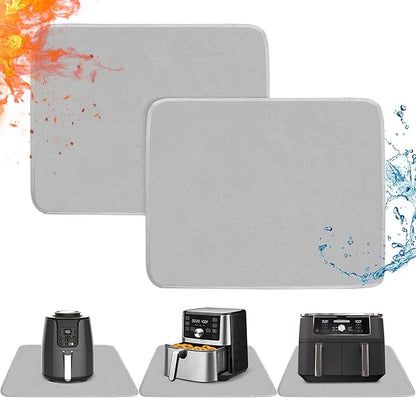 Heat Resistant Mats for Countertop - Fireproof 15x18 in Heat Resistant Mats for Air Fryer - Kitchen Countertop Protector for Air Fryer, Coffee Maker, Stand Mixer, Toaster, Oven 2PCS - Grey