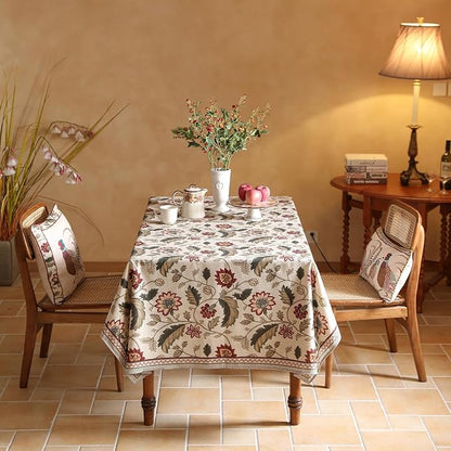 ISAENNE Designer Provence Floral Tablecloth Rectangular,Linen Colorful Washable Indoor Table Cloth,Durable Decor Tablecloths for Dining Thanksgiving Kitchen Christmas,55"*87"-Ratina