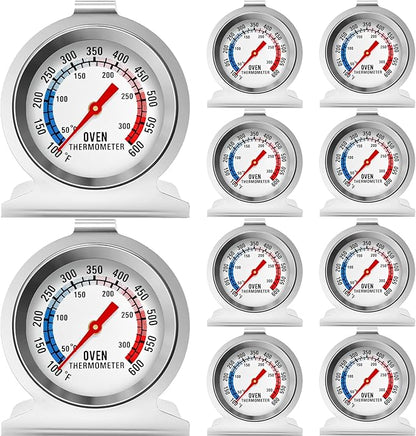 10 Pack Oven Thermometer 50-300°C/100-600°F Stainless Steel Oven Thermometers with Large Dial, Oven Temperature Gauge for BBQ Cooking Baking Grill Smoker