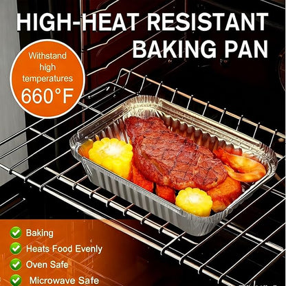 Redriver 7.7'' x 5.7'' Aluminum Foil Pans, 30 Pack Disposable Aluminum Pans, Deep Aluminum Trays, Square Cake Baking Tins for Cooking, Roasting, Heating, Catering Supplies, and Steam Tables(570ml)