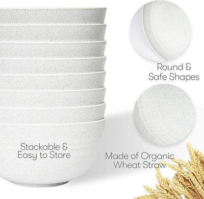 Wheat Straw Dinnerware Sets | Unbreakable Dinnerware Sets | Dishwasher Microwave Safe Dinnerware | Eco Friendly Non Breakable Dinnerware Sets | RV Outdoor Camping (White, Service for 8 (32 pcs))