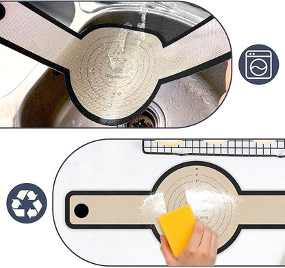 Silicone Bread Sling Oval and Round, 2 PCS Nonstick＆Reusable Bread Baking Mats, Easy-To-Clean Dutch Oven Liners, Sourdough Bread Baking Supplies (Oval and Round, Black)