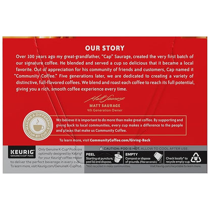 Community Coffee Southern Pecan Praline Flavored 72 Count Keurig K-Cup Coffee Pods, Medium Roast, 12 Count (Pack of 6)