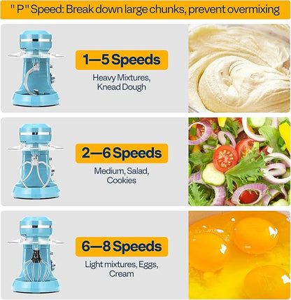 VIVOHOME 4.75 Quart Stand Mixer, 8 Speed Kitchen Electric Food Mixer, Household Stand Mixer for Baking, Cake, Bread with Beater, Dough Hook, Wire Whip and Egg Separator, Blue