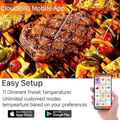 500FT Digital Meat Thermometer with Multy Probes Bluetooth for Smoker Grilling Oven (FS-52)