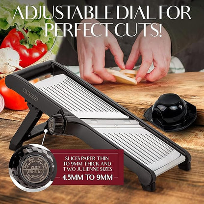 Gramercy Mandoline Food Slicer, Vegetable Cutter, Potato Slicer, Mandolin for Kitchen, Veggie Cutter, Cucumber Tool - Comes with One Pair Cut-Resistant Gloves